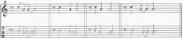 ギターアドリブ講座 モチーフの発展法 タブ譜3