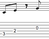 ギターアドリブ講座 ８分音符(C)、８分音符(E)、８分休符、８分音符(G)