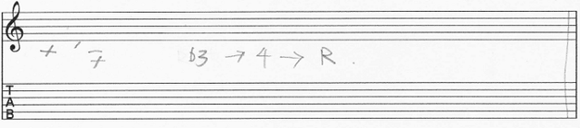 ギターアドリブ講座 音型トレーニング 3音パターン1 タブ譜4