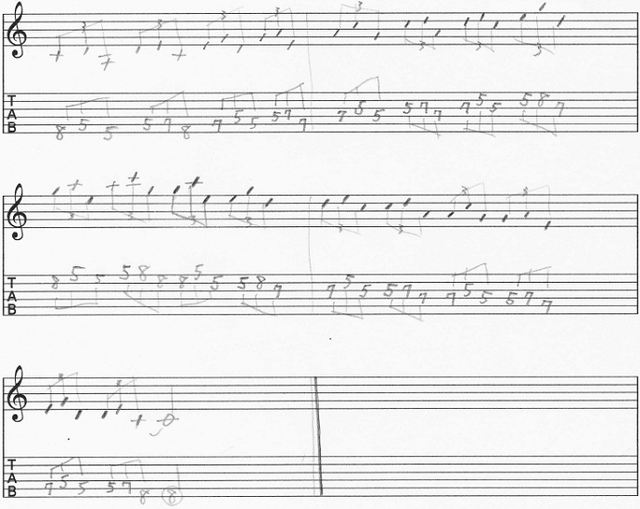 ギターアドリブ講座 音型トレーニング 3音パターン1 タブ譜5