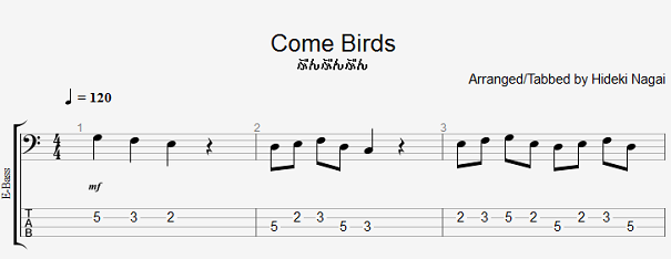 ベースの無料楽譜・タブ譜 ぶんぶんぶん 1｜タブストック TabStock