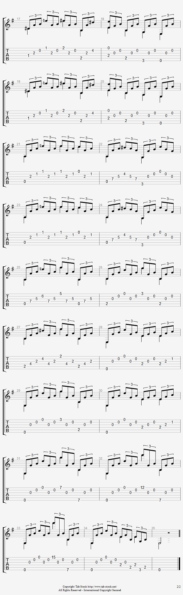 クラシックギターの無料楽譜・タブ譜 6つのカプリース（Capricho Op.26 No.3 in Em） 2｜タブストック TabStock