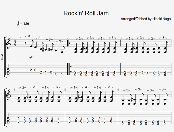 エレキギターの無料楽譜・タブ譜 ロックンロール 1｜タブストック TabStock